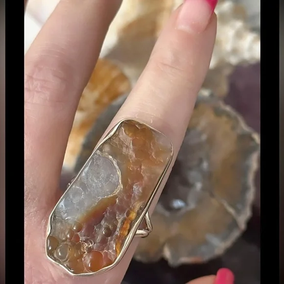 Mexican Fire Agate sterling silver ring